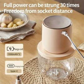 MOCCA HOUSE Wireless Meat Grinder with USB Charging, 20.29oz Large Capacity, Household Electric Multi-Function Food Processor, Mincer, Blender, Juicer, Ice Crusher