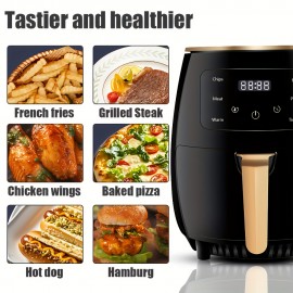 [4.5L Air Fryer] US Standard 4.5L Air Fryer With 8 Preset Cooking Modes, Deep Oil Heating Basket For Even Heat Distribution, Non-Stick Roasting Rack, 4 Premium Materials, Suitable For Chicken Drumsticks, Shrimp, French Fries, Compact Design