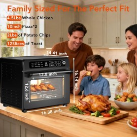 12-in-1 Portable Air Fryer Toaster Oven with Grill, Broil & Convection Bake - Large Capacity 6.34gal Stainless Steel Oven, 1400W Power, LED Touchscreen & Knob Control, Compact Design Suitable for, Dorm, RV - Quick & Easy Multi-Function Appliance