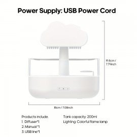 Simulated raindrop aroma diffuser machine colorful light rain mist essential oil diffuser USB desktop atmosphere rain cloud water drip humidifier