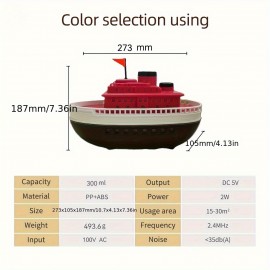 USB-Powered Ship-Shaped Humidifier & Aromatherapy Diffuser with Ambient Lighting, Non-Wet Safe Tabletop, Dual Nozzle Large Mist for Home, Office, Bedroom - Ideal Holiday Gift for Maritime Decor Lovers, Bedroom Moisture Solution