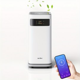 Powerful Portable Air Purifier with True HEPA H13 Filter, Smart App Control, 4-in-1 Air for Allergens, Dust, Smoke, Odors, Pollen, Pet Dander, Mold Spores, 99.99% Efficiency, 0.1, Quiet Operation, Compact & Stylish Design for Home, Car, Office, Large Room Coverage, Energy-Efficient, Durable & Easy Maintenance, Black/White, Ideal for Allergen-Free Air, Air Purifier For Home, Car Air Purifier, Smoke Eliminator, Purifier Air, Home Air Purifier, Air Filter For Home,