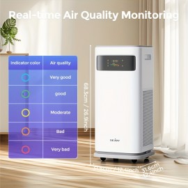 Powerful Portable Air Purifier with True HEPA H13 Filter, Smart App Control, 4-in-1 Air for Allergens, Dust, Smoke, Odors, Pollen, Pet Dander, Mold Spores, 99.99% Efficiency, 0.1, Quiet Operation, Compact & Stylish Design for Home, Car, Office, Large Room Coverage, Energy-Efficient, Durable & Easy Maintenance, Black/White, Ideal for Allergen-Free Air, Air Purifier For Home, Car Air Purifier, Smoke Eliminator, Purifier Air, Home Air Purifier, Air Filter For Home,