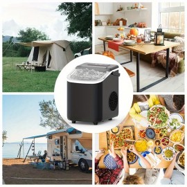 Ice Maker with A Handle On The Countertop. It Can Make 9 Bullet-shaped Ice Cubes In 6 Minutes, with A 24-hour Ice-making Capacity Of 26 Pounds. It Is Equipped with An Automatic Cleaning Function And Comes with An Ice Basket And An Ice Scoop.