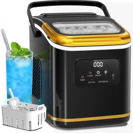 Portable Compact Ice Maker Machine with Self-Cleaning System, 24 lbs/Day & 24-Hour Operation, Digital Display & Timer, 2 Sizes (S/L) with Scoop & Basket - Countertop Ice Maker for Home, RV, Office, Bar, Coffee Station - Compatible with Milk, Drinks, Coffee - 120V, US Plug, 120W, 1.06gal Mini Fridge Design, Ideal for Small Spaces, Energy-Efficient, No Batteries Required, Perfect for Pairing with Milk/Drinks/Coffee, Compact & Portable for Indoor/Outdoor Use, Great for RVs and Bars, Ice