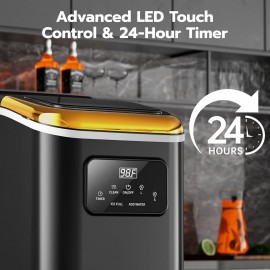 Portable Compact Ice Maker Machine with Self-Cleaning System, 24 lbs/Day & 24-Hour Operation, Digital Display & Timer, 2 Sizes (S/L) with Scoop & Basket - Countertop Ice Maker for Home, RV, Office, Bar, Coffee Station - Compatible with Milk, Drinks, Coffee - 120V, US Plug, 120W, 1.06gal Mini Fridge Design, Ideal for Small Spaces, Energy-Efficient, No Batteries Required, Perfect for Pairing with Milk/Drinks/Coffee, Compact & Portable for Indoor/Outdoor Use, Great for RVs and Bars, Ice