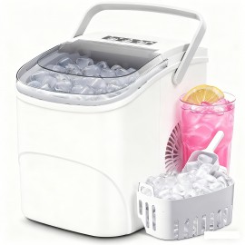 Bullet Ice Makers Countertop with Ice Scoop & Basket, Ready In 6 Mins, Self-Cleaning Ice, Portable Machine for Home, Office, Kitchen