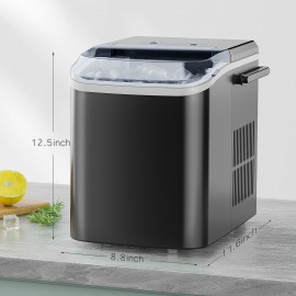 MCQ 1PCS Countertop Ice Maker | 9 Cubes in 6 Mins • 26lb Daily Capacity • Self-Cleaning • 2 Bullet Ice Sizes • Includes Scoop & Basket (Black/Green), 9 x 12 x 13 In