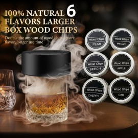 Electric Whiskey Smoker Kit, Cocktail Whiskey Smoker Infuser Kit with 6 Flavors Wood Chips Whiskey Gifts for Birthday Bourbon for Man Dad, Husband Boyfriend Drink Lover