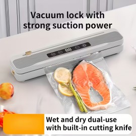 1pc Multifunctional Automatic Food Sealer, USB Rechargeable Portable Vacuum Packaging Machine with Snack Sealing and External Inflation Capability, Suitable for Long-Term Freshness, Ideal for Home Kitchen and Outdoor Picnics, 1500mAh Battery, Vacuum Sealer Machine Commercial, Vacuum Sealer For Food, Vacuum Sealer Bag, Vacuum Packaging Machine, Vacuum Sealer Machine, Sou Vide Machine, Food Vacuum Sealer With Bags, Vacuum Sealing Device, Bag Sealer, Kitchen Accessory