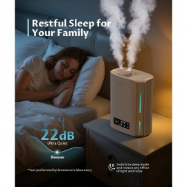 1.59gal Large Cool Mist Humidifier for full - 60-Hour Top-Fill Tank, Soundwave technology Quiet Operation, Humidistat Control & Diffuser for essential Oils, Nursery/Bedroom/Whole House Humidifiers, White