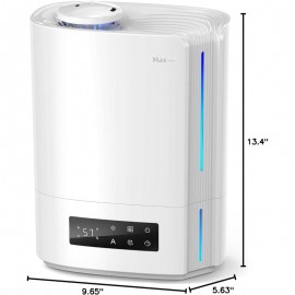 1.59gal Large Cool Mist Humidifier for full - 60-Hour Top-Fill Tank, Soundwave technology Quiet Operation, Humidistat Control & Diffuser for essential Oils, Nursery/Bedroom/Whole House Humidifiers, White