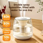 101.44oz Large Capacity Humidifier with Dual Nozzle Mist, Silent Operation, Digital Humidity Display, 7-Color Night Light, Overflow Protection, USB-Powered, for Home, Office, Humidifier For Home, Office Humidification, Modern Humidifier