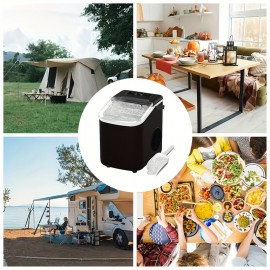 Countertop Ice Maker, Portable Ice Maker, Makes 6 Bullet-shaped Ice Cubes Within 9 Minutes, with Self-cleaning Function And Can Produce 24 Pounds Of Ice In 26.5 Hours. It Comes with A Handle, A Basket And A Spoon, And Is Suitable for Home, Kitchen