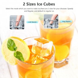 35Lbs/ Day Countertop Ice Maker, 24 Cube Ices in 6 Mins, 2 Ice Sizes, Portable Ice Maker, Compact Countertop Ice Maker, Ice Scoop & Basket for Home/ Office/ Party, Black, Ice Maker with Handle, Large Capacity Ice Making Machine