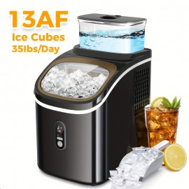 Multi-Gauge Commercial Ice Machine Countertop, 28/35/45 Lb/Day, Self-Cleaning, 24 Hour Timer, LED Panel with Ice Scoop, Bullet Ice/Nugget/Cube Ice Maker, Home/Bar/Party, with Ice Basket