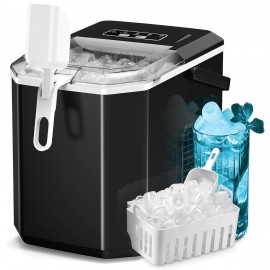 Ice Maker Machine Countertop Self Cleaning Portable Compact Small Bullet Ice Maker with Digital Screen, 9 Cubes In 6 Mins, 26lbs In 24Hrs, for Camping Dorm Home Outdoor., Ice Maker with Handle, Ice Maker Machine Countertop with Handle