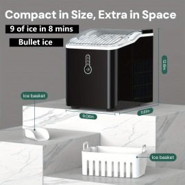 Countertop Ice Maker, 28 Lbs/24 Hrs, 9 Bullet Ice Cubes In 6 Minutes | Nugget Ice Makers Countertop, 45lbs/24H Pebble Ice Maker Machine With Self-Cleaning, Stainless Steel Housing, With 2.5qt Water Reservoir For Home/kitchen/office