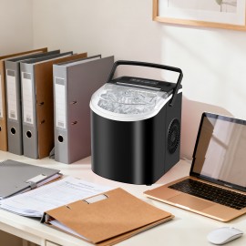 Countertop Ice Maker with Handle, Produces 26 Pounds Of Ice Within 24 Hours And 9 Ice Cubes In 7 Minutes. Portable Ice Maker Includes Ice Basket And Scoop, Suitable for Home/kitchen/camping/apartment Use., Home Ice Machine, Kitchen Appliance, Sleek