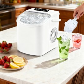 Countertop Ice Maker with Handle, Produces 26 Pounds Of Ice Within 24 Hours And 9 Ice Cubes In 7 Minutes. Portable Ice Maker Includes Ice Basket And Scoop, Suitable for Home/kitchen/camping/apartment Use., Home Ice Machine, Kitchen Appliance, Sleek