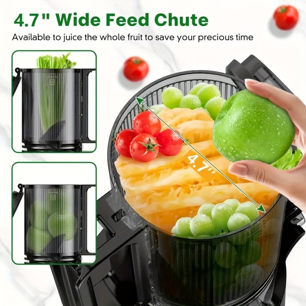 Cold Press Juicer, 350W Juice Extractor Machine, Slow Masticating Juicer Machines, 4.7