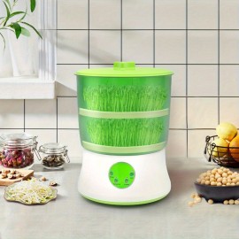 2-Tier 20W Automatic Bean Sprouter Machine - Large Capacity Seed Sprouting Kit for Cat Grass, Wheat, Mung Beans & More - Durable Plastic, 110V, US Plug, Perfect for Home & Commercial Use, Sprouting Equipment | Modern Kitchen Appliance | Durable Plastic Construction, Bean Sprouter Machine