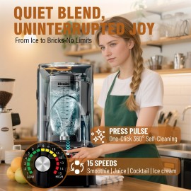 WantJoin Commercial Heavy Duty Blender Silent 2000W Blender with Sound Enclosure for Smoothies And Restaurant Use, Smoothie Blender, Blender For All Purpose Heavy Duty