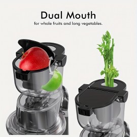 Cold Press Juicer Machine, SiFENE Slow Masticating Juicer, 83mm Wide Chute For Whole Fruits & Vegetables, Easy To Clean, High Yield, Non BPA, Gray