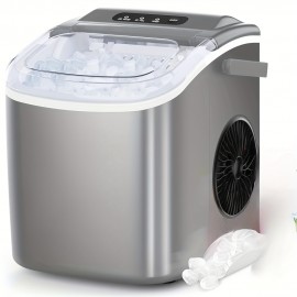 Desktop Ice Maker, 50.72oz Detachable Water Tank, Produces 16 Ice Cubes In 5-18 Minutes, 24-hour Timer, Portable Ice Cube Maker, Comes With Ice Basket & Ice Scoop, 33lbs/day, Self-cleaning Ice Maker, Suitable For Home, Office, Parties